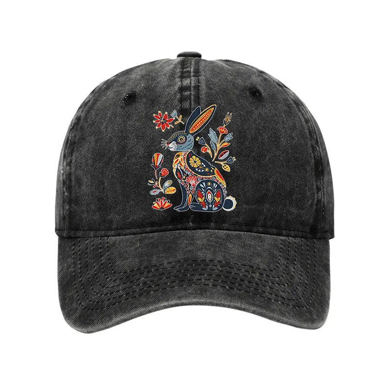 Kyoto-Lion Folk Hare Bloom Washed Cap