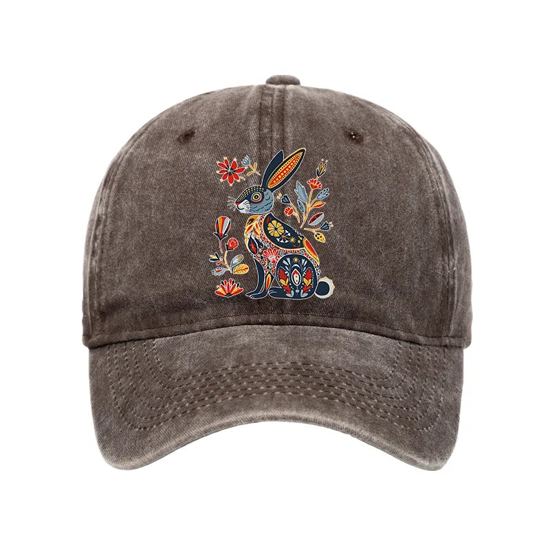 Kyoto-Lion Folk Hare Bloom Washed Cap