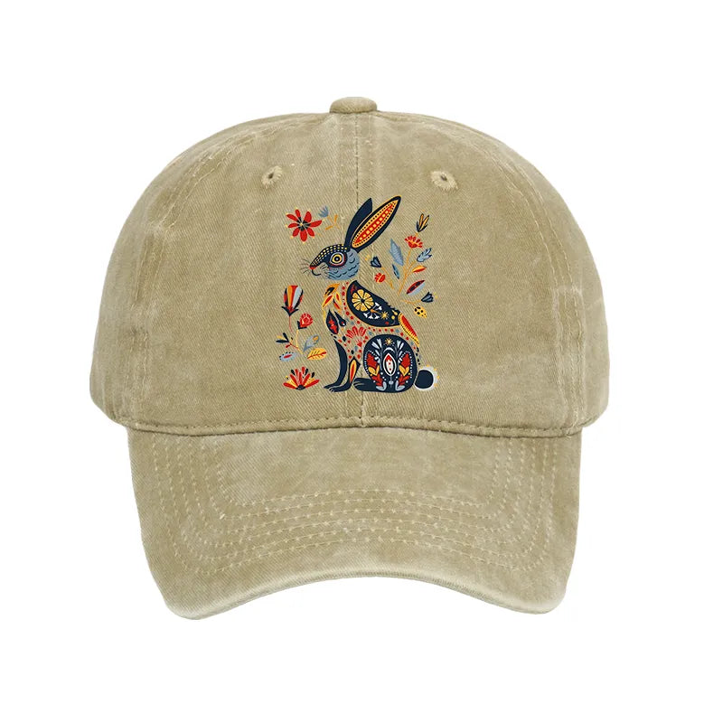 Kyoto-Lion Folk Hare Bloom Washed Cap