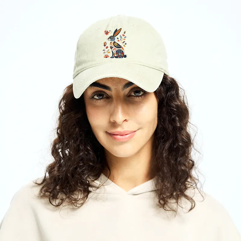 Kyoto-Lion Folk Hare Bloom Washed Cap