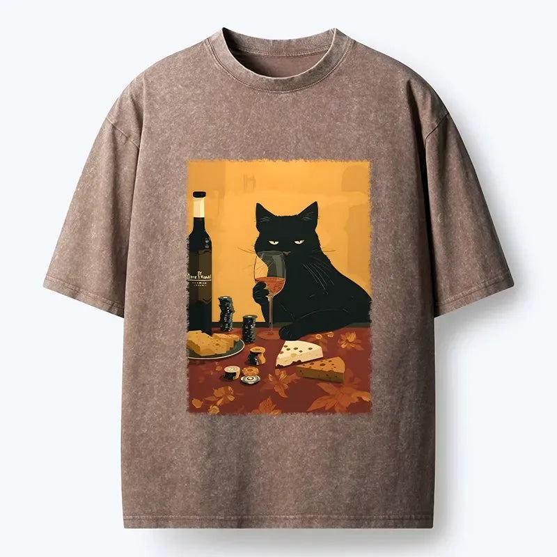 black cat wine cheese t-shirt deal