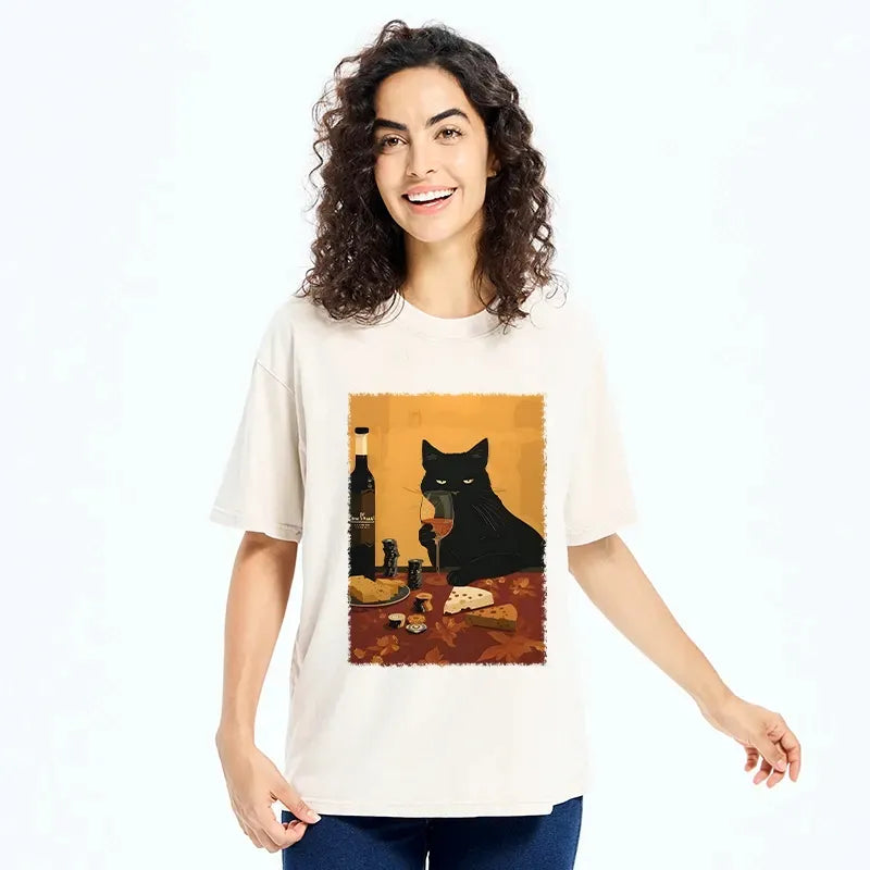 black cat wine cheese t-shirt deal