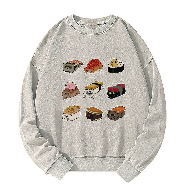 cute cat sushi sweatshirt for japanese style