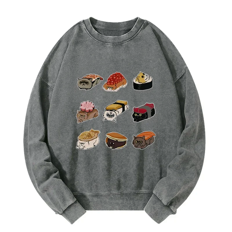 cute cat sushi sweatshirt for japanese style