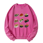 Kyoto-Lion Cute Cat Sushi Washed Sweatshirt