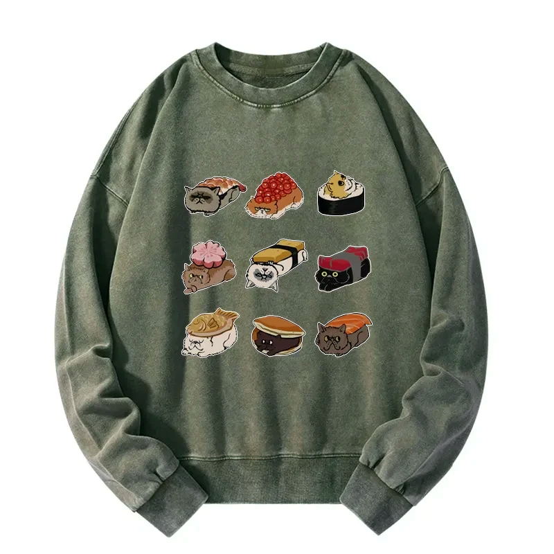 cute cat sushi sweatshirt for japanese style