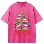 Kyoto-Lion Christmas Tree Fish Washed T-Shirt
