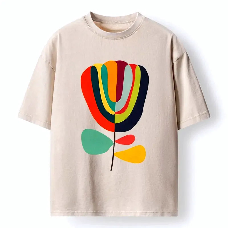 Japanese colorful flower washed t-shirt