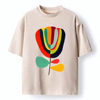 Japanese colorful flower washed t-shirt