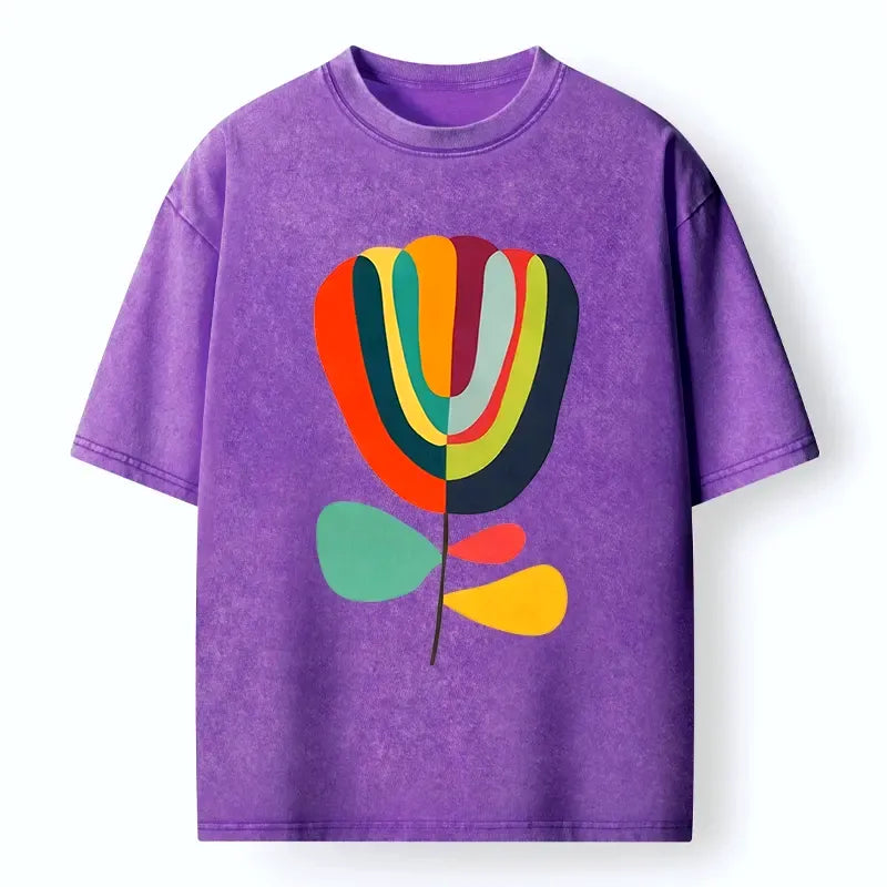 Japanese colorful flower washed t-shirt
