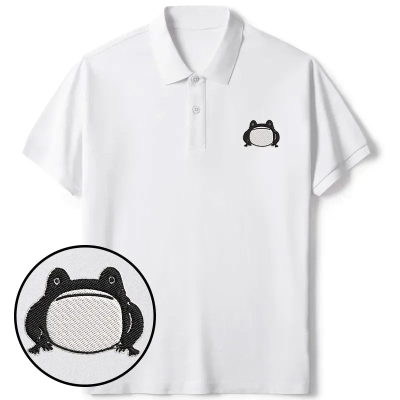 Japanese woodblock print frog polo shirt