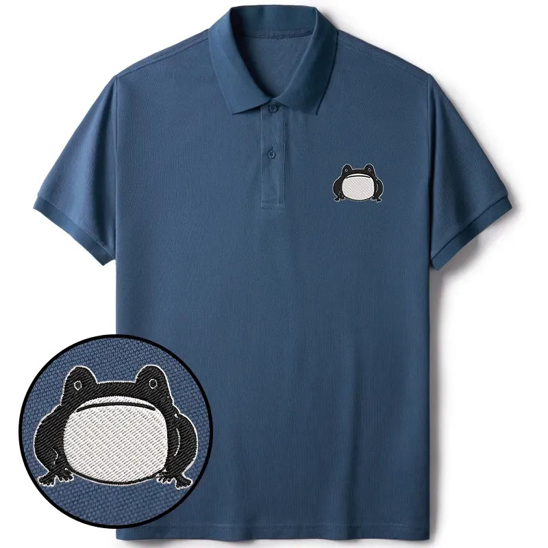 Japanese woodblock print frog polo shirt