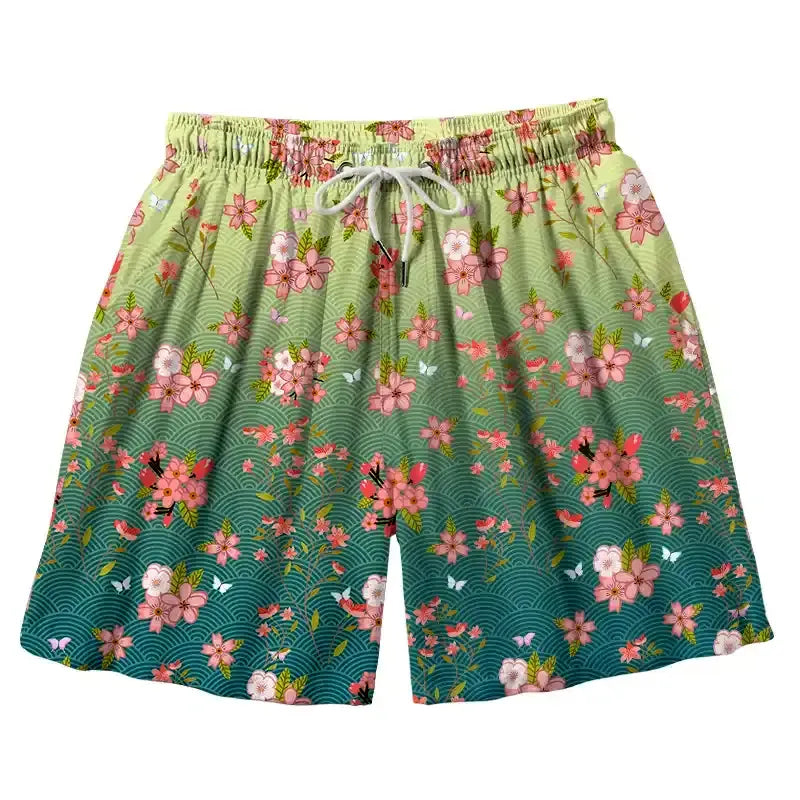 Japanese Wave Print Swim Trunks on Sale