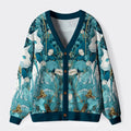 Kyoto-Lion Blue Meadow Reverie Ugly Cardigan Sweater