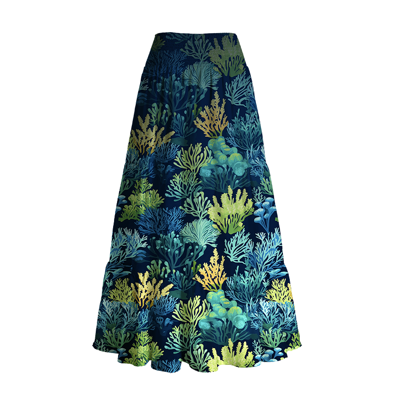 Kyoto-Lion Underwater Coral Reef Maxi Skirt