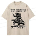 Kyoto-Lion Funny Sloth Riding A Turtle Washed T-Shirt