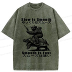 Kyoto-Lion Funny Sloth Riding A Turtle Washed T-Shirt