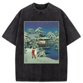 Kyoto-Lion Ukiyoe Santa Claus Washed T-Shirt