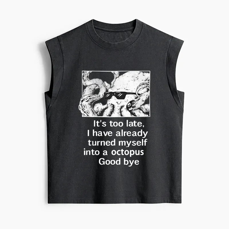 Kyoto-Lion Octopus Meme I Disappeared Completely Women's Washed Tank Tops
