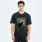 Japanese Black Cat Washed T-Shirt