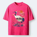 Kyoto-Lion Crane Body Holds Entire Scenery Washed T-Shirt