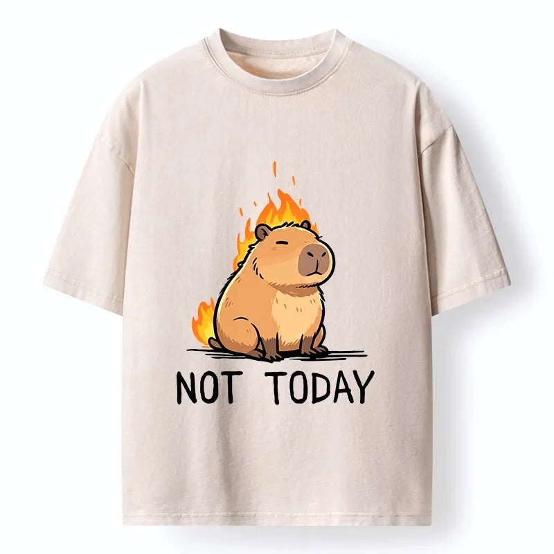 Kyoto-Lion Chill Fire Capybara Washed T-Shirt