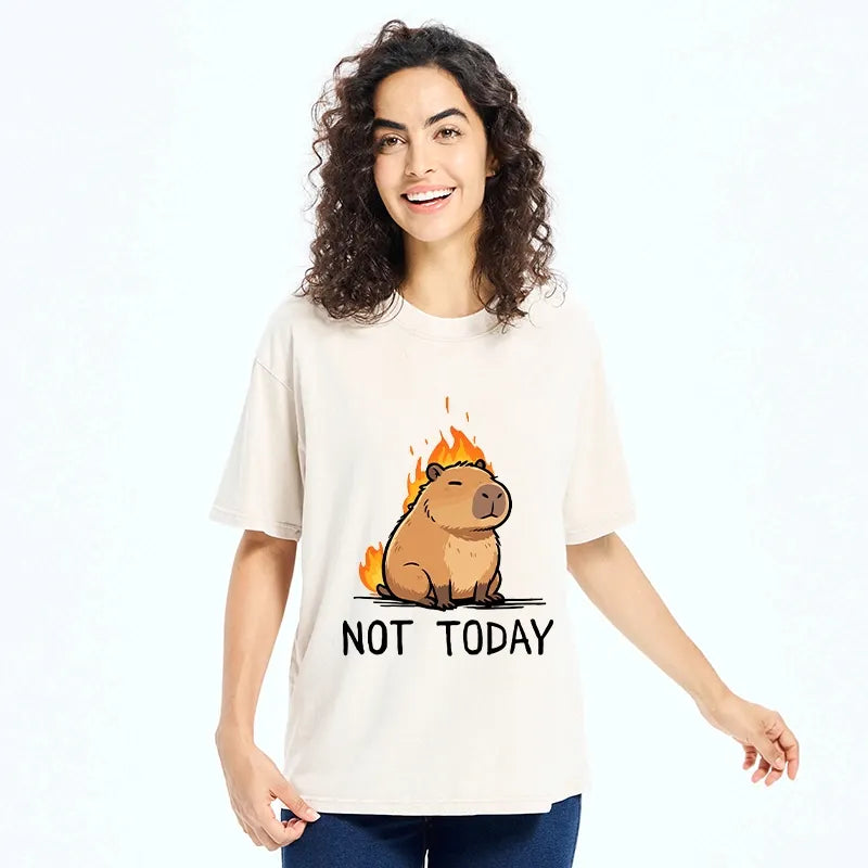 Kyoto-Lion Chill Fire Capybara Washed T-Shirt