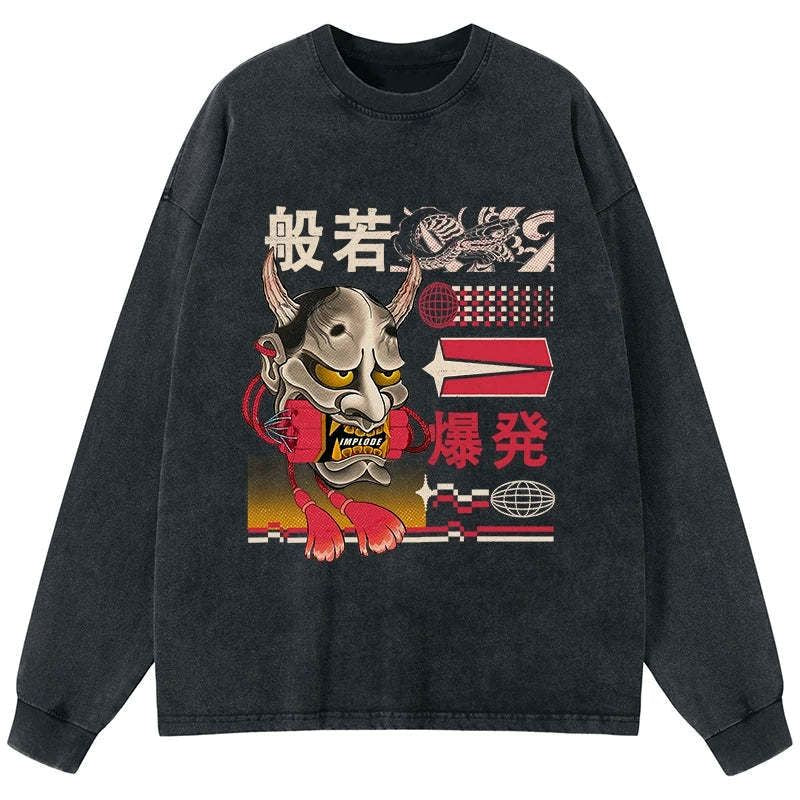 Japanese Hannya Mask Long Sleeve Tee