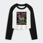 Japanese frog crop raglan t-shirt for women