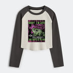 Japanese frog crop raglan t-shirt for women