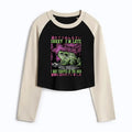 Japanese frog crop raglan t-shirt for women