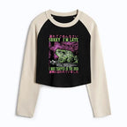 Japanese frog crop raglan t-shirt for women