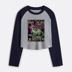 Japanese frog crop raglan t-shirt for women