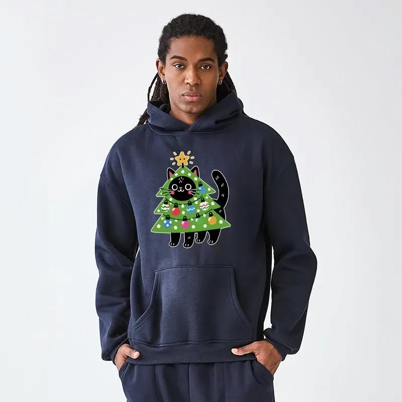 Cat Fleece Hoodie with Ukiyo-e Art