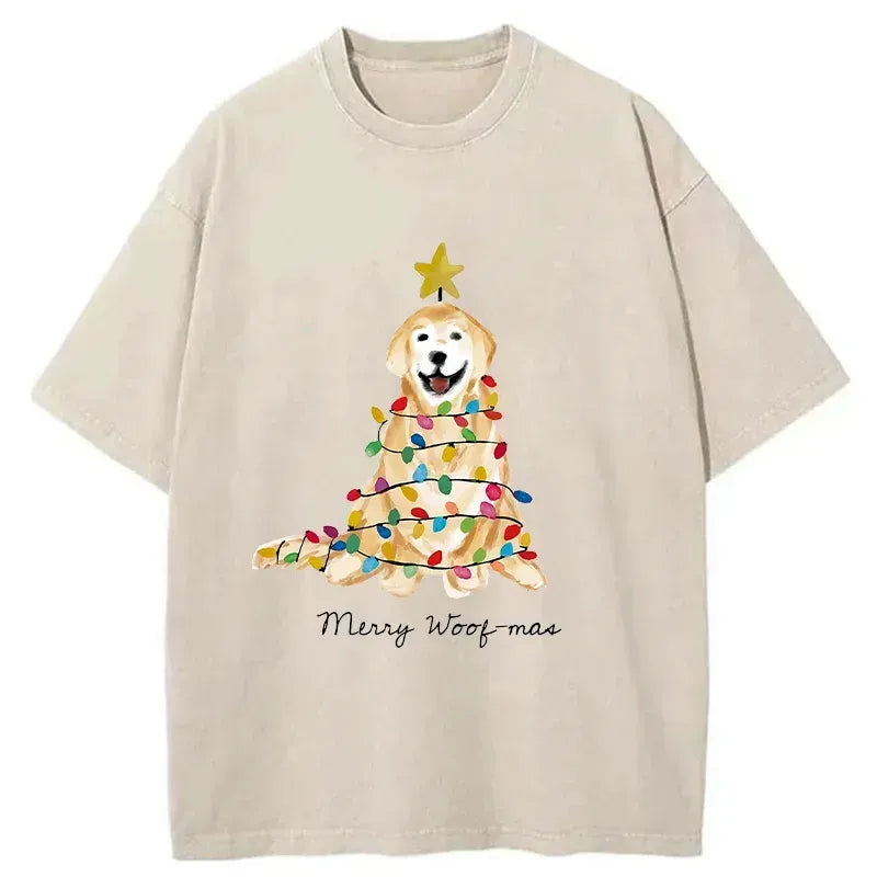 japanese christmas dog washed t-shirt