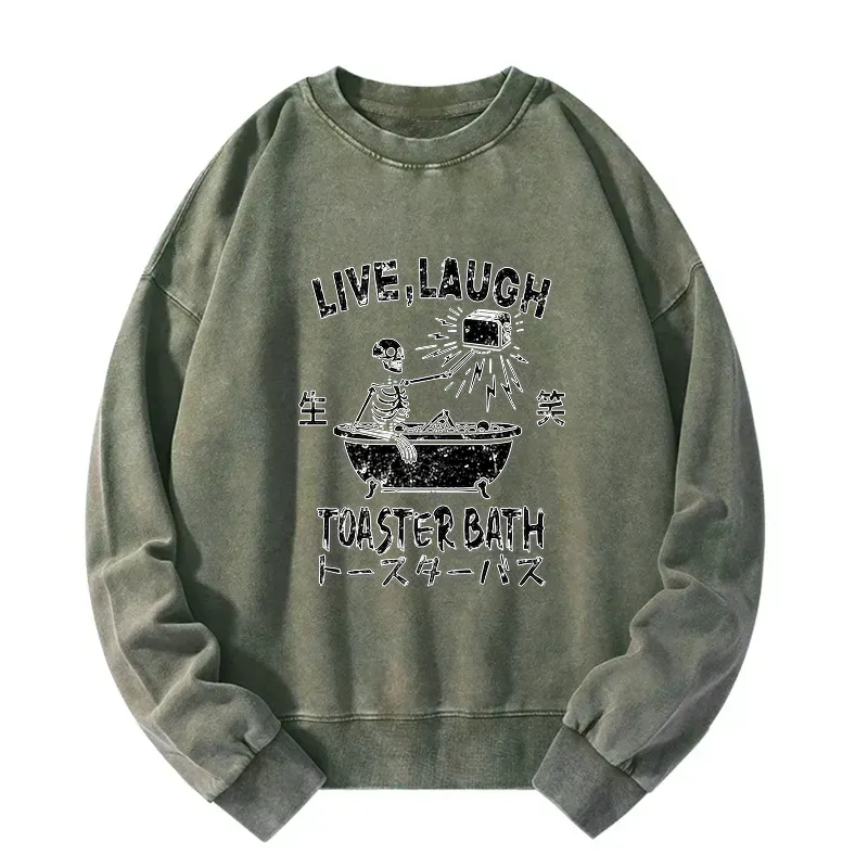 Kyoto-Lion Funny Electric Shock Skeleton Washed Sweatshirt