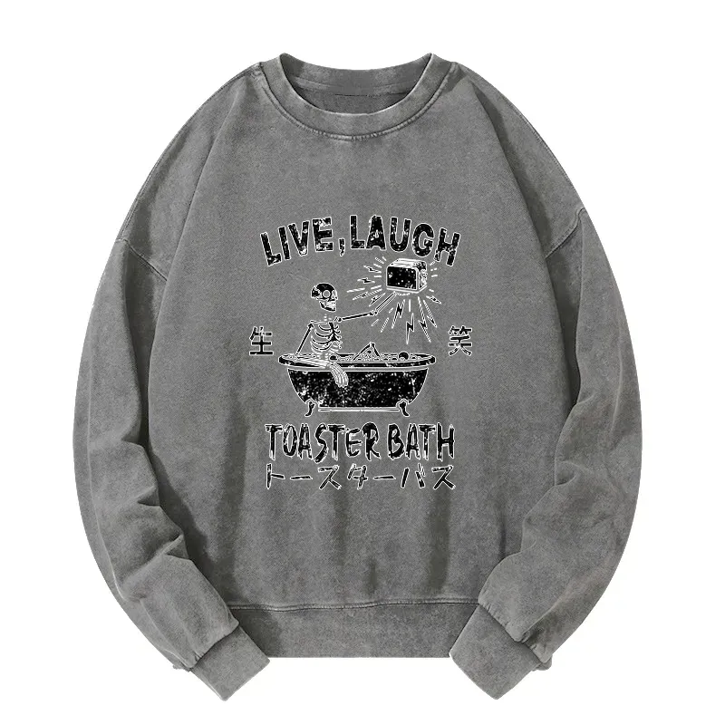 Kyoto-Lion Funny Electric Shock Skeleton Washed Sweatshirt
