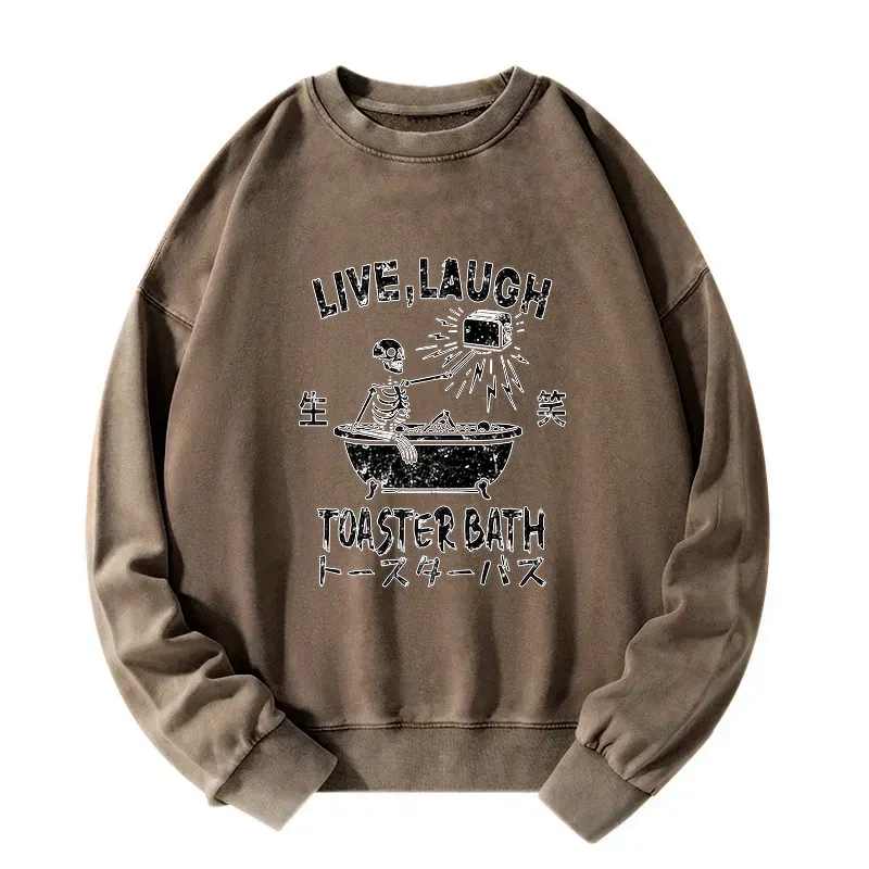 Kyoto-Lion Funny Electric Shock Skeleton Washed Sweatshirt