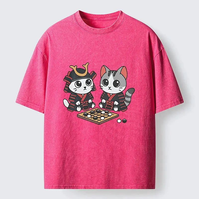 Ukiyo-e Cats Playing Chess Tee for Gift Idea