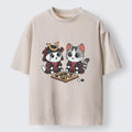 Kyoto-Lion Cats Playing Chess Washed T-Shirt