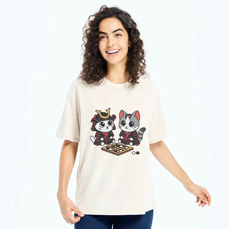 Ukiyo-e Cats Playing Chess Tee for Gift Idea