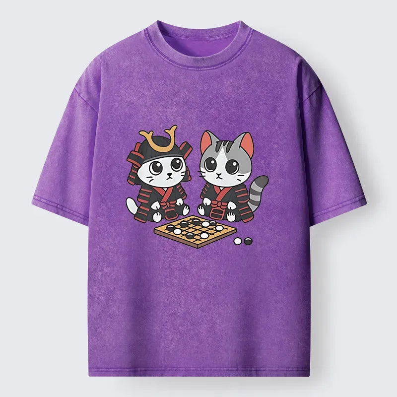 Ukiyo-e Cats Playing Chess Tee for Gift Idea