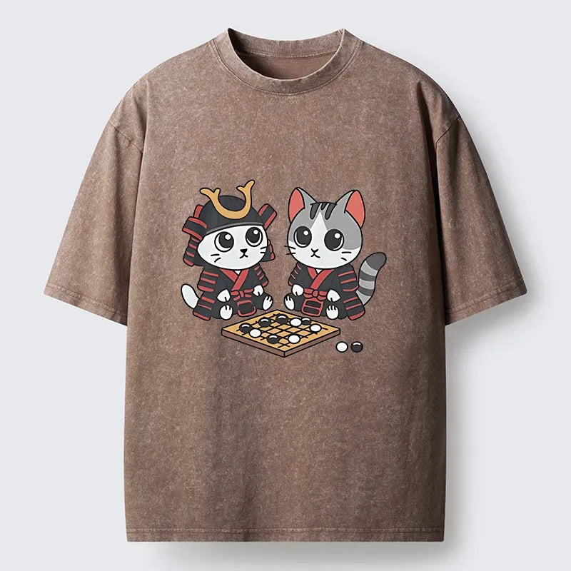 Ukiyo-e Cats Playing Chess Tee for Gift Idea