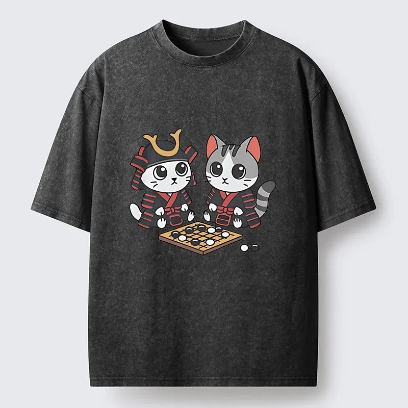 Ukiyo-e Cats Playing Chess Tee for Gift Idea