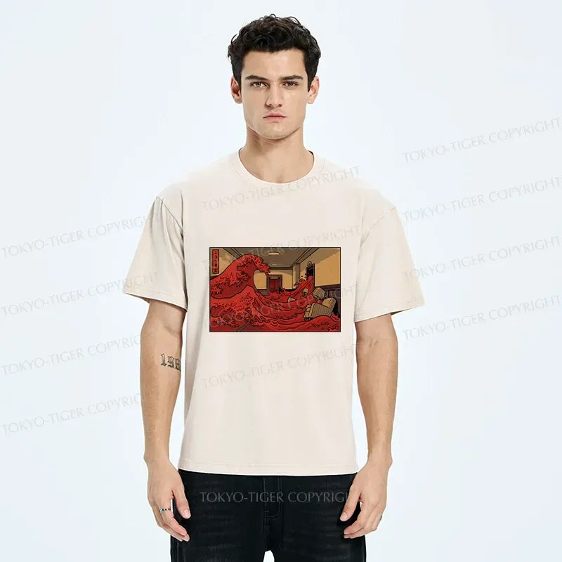 Unisex Washed T-Shirt with Japanese Art Print