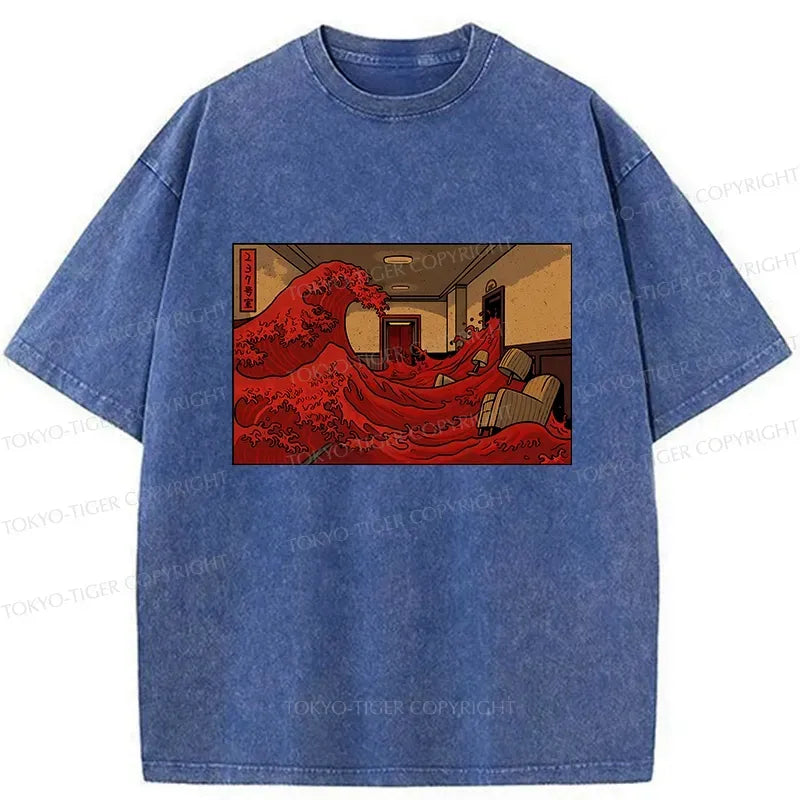 Unisex Washed T-Shirt with Japanese Art Print