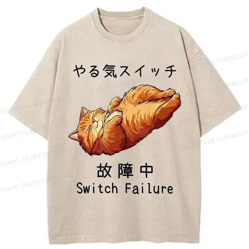Japanese Washed Cat T-Shirt Streetwear