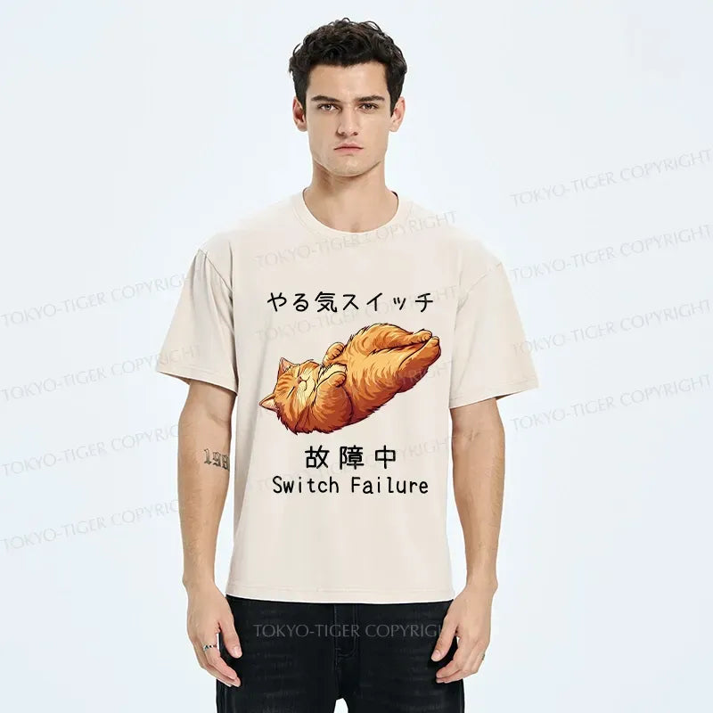 Japanese Washed Cat T-Shirt Streetwear