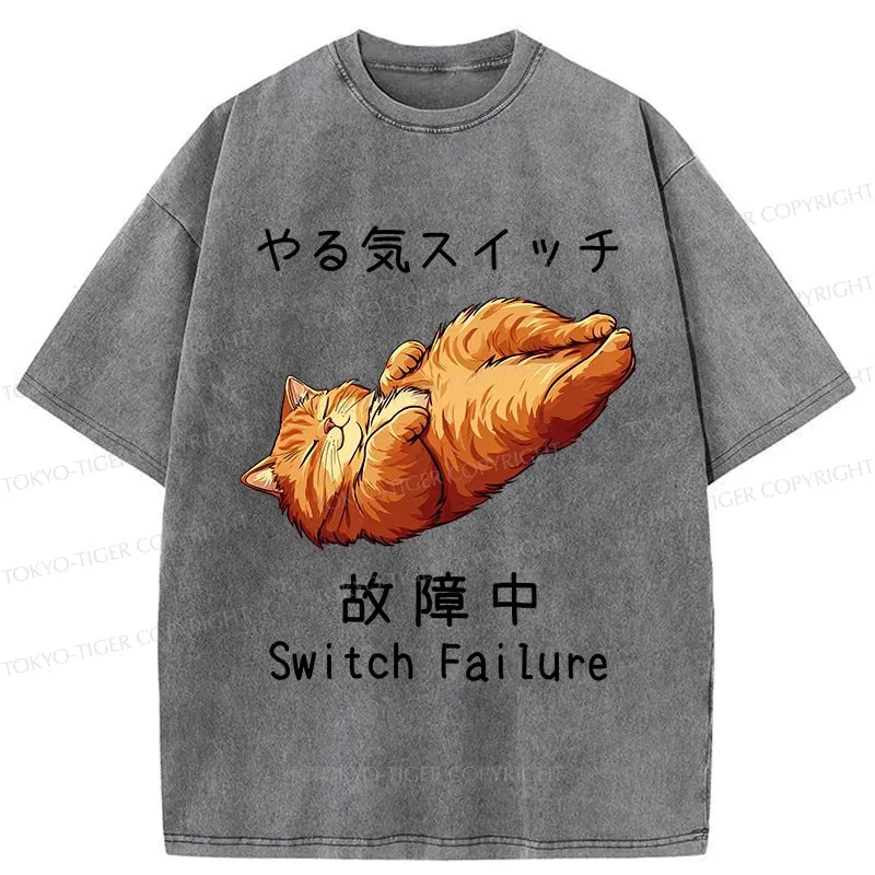 Japanese Washed Cat T-Shirt Streetwear