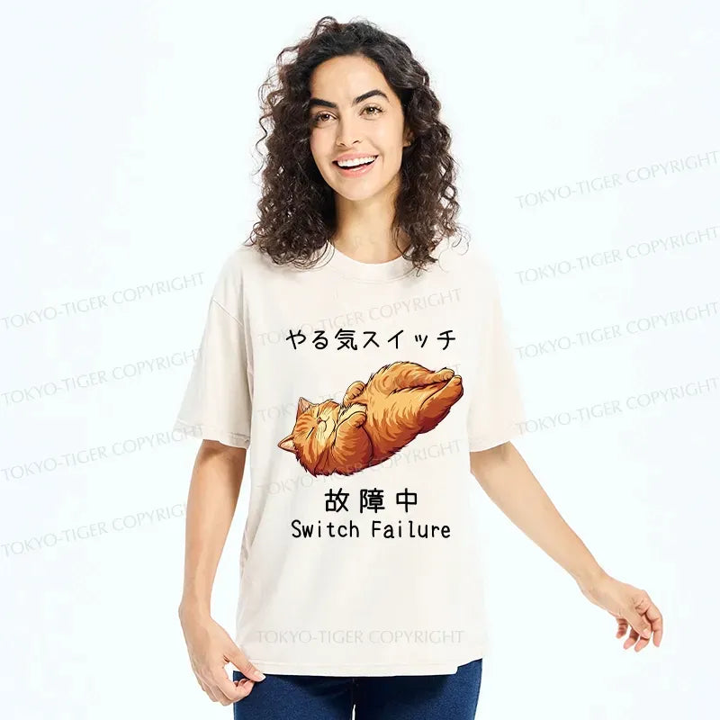 Japanese Washed Cat T-Shirt Streetwear